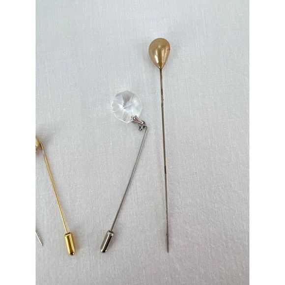 Vintage Pearl Flower Dangle Hat Lapel Pin Lot 4 - Picture 4 of 6